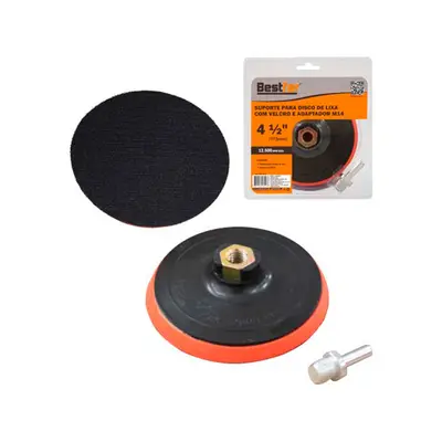 SUPORTE P/DISCO DE LIXA C/VELCRO E ADAP 115MM/M14(4,5POL)