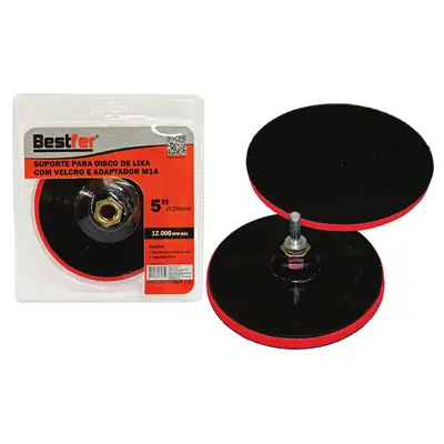 SUPORTE P/DISCO DE LIXA C/VELCRO E ADAPT 125MM/M14(5POL)